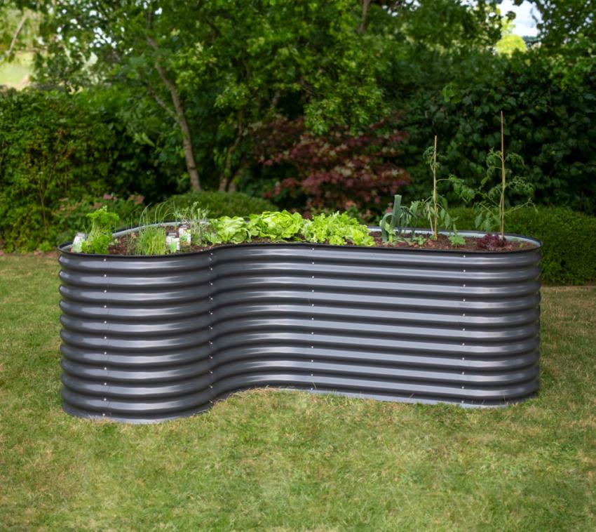 Westmann Grow Faster L | Metall Hochbeet L-Form | Wellblech in Anthrazit 