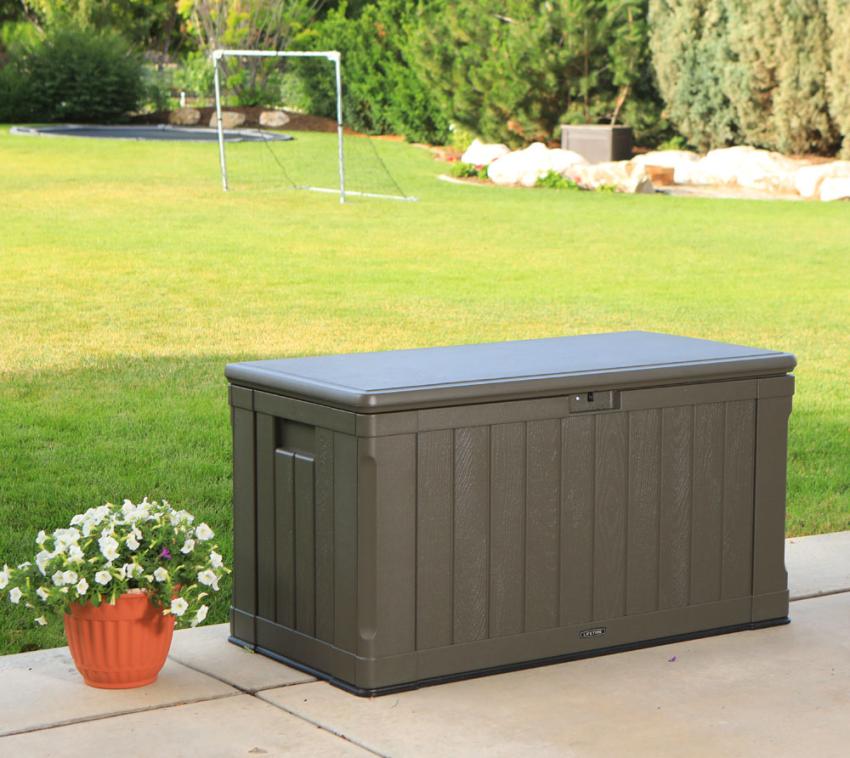 Lifetime Kunststoff Gartenbox 440 L | Auflagenbox & Gartentruhe | Braun | 64x128x67 cm 