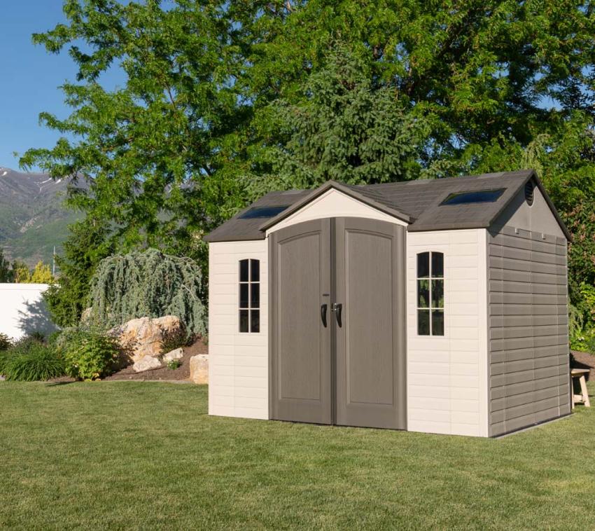 Lifetime Kunststoff Gerätehaus Sky | Lichtgrau | 244x305x244 cm 