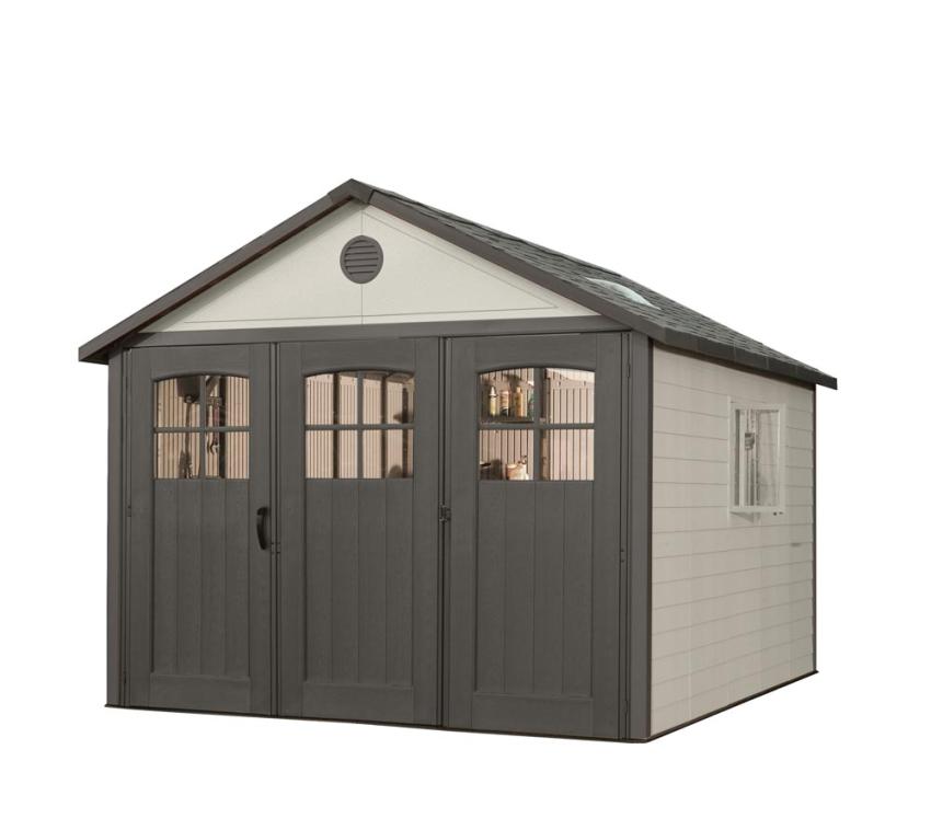 Lifetime Kunststoff Gerätehaus Trio | Gerätehaus mit Boden | Dunkelgrau | 337x337x285 cm 