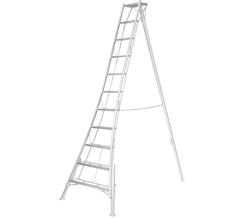 B-WARE Niwaki Aluminium 3-Holm-Gartenleiter höhenverstellbar | Silber | 268x140x361 cm 