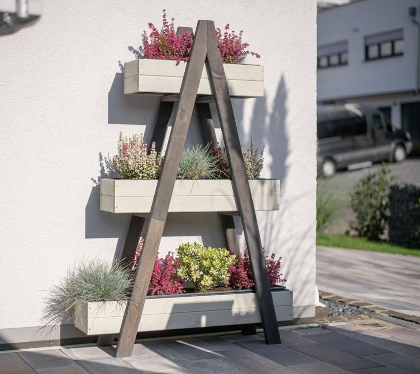 Westmann Holz Pflanzenregal Ella | Grau | 101x25x147 cm 