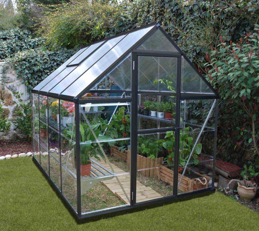 Palram - Canopia Aluminium Gewächshaus Hybrid 68 | Anthrazit | 247x185x208 cm 