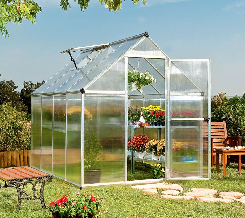 Palram - Canopia Aluminium Gewächshaus Mythos 68 | Silber | 247x185x208 cm 