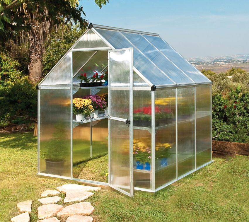 Palram - Canopia Aluminium Gewächshaus Mythos 66 | Silber | 186x185x208 cm 