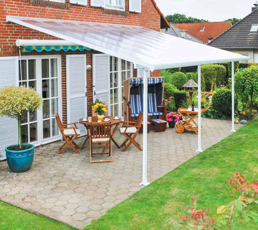 Palram - Canopia Aluminium Terrassenüberdachung Feria | Weiß | 295x546x305 cm 