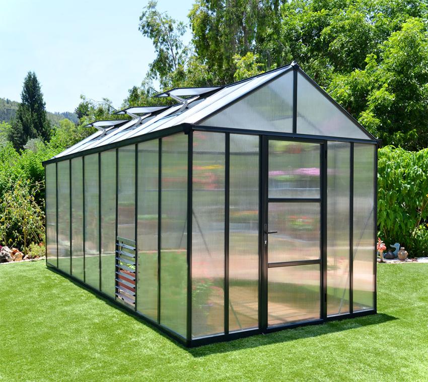 Palram - Canopia Aluminium Gewächshaus Glory 48 | Anthrazit | 483x244x268 cm 