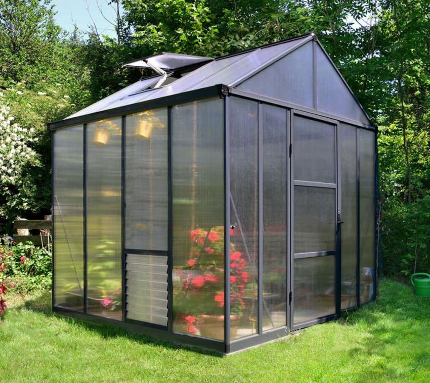 Palram - Canopia Aluminium Gewächshaus Glory 44 | Anthrazit | 243x244x269 cm 