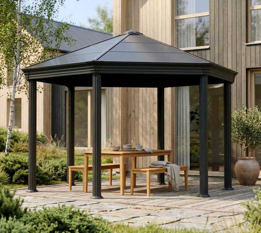 Palram - Canopia Aluminium Pavillon Roma | Anthrazit | 415x359 cm 