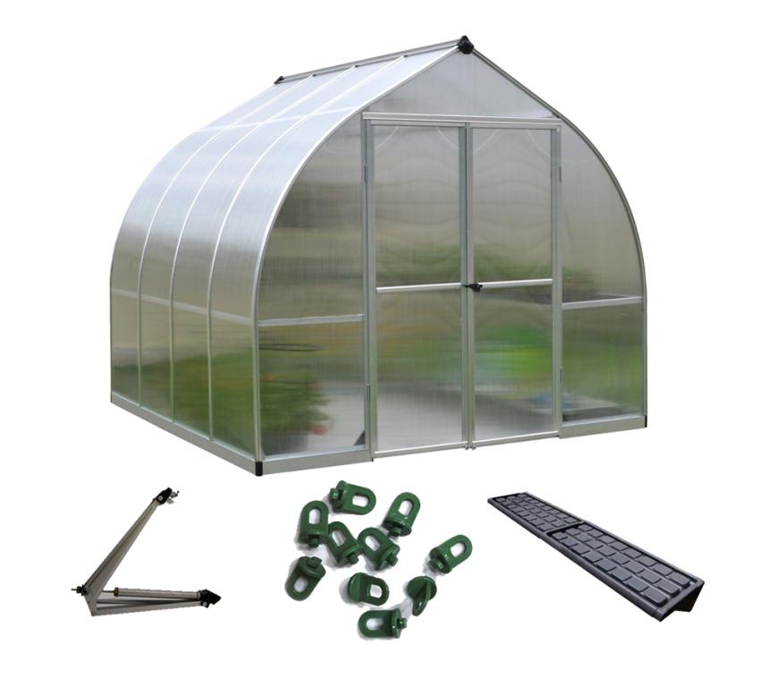 Palram - Canopia Aluminiumgewächshaus Bella 88 Sparset | Silber | 240x239x219 cm 