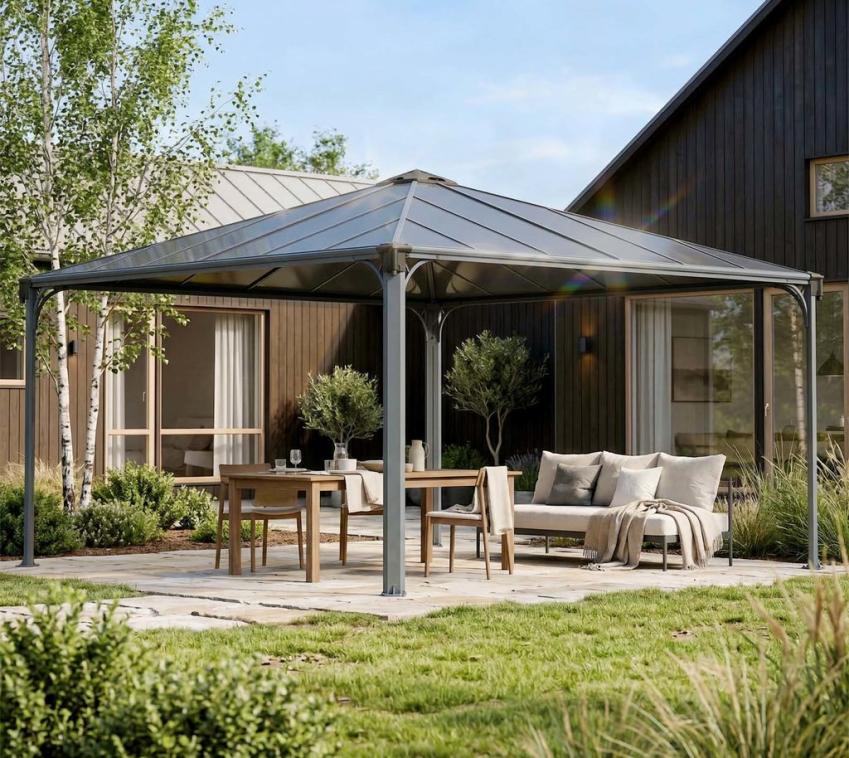 Palram - Canopia Aluminium Pavillon Palermo 4300 | Anthrazit | 429x429x298 cm 