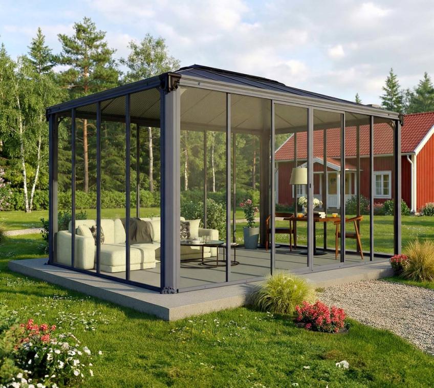 Palram - Canopia Aluminium Kaltwintergarten Ledro 4300 | Anthrazit | 430x296x275 cm 