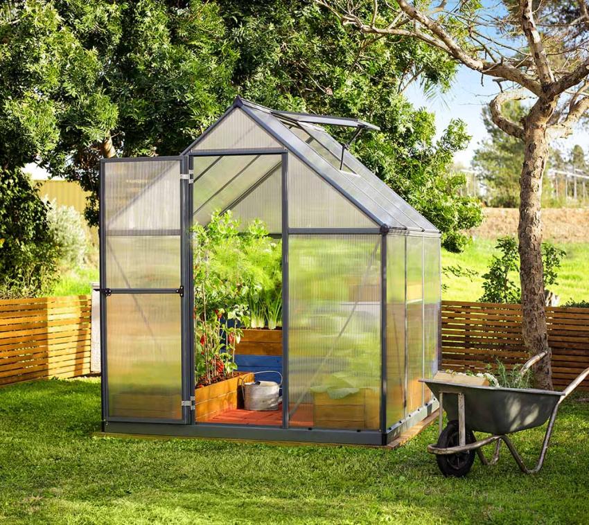 Palram - Canopia Aluminium Gewächshaus Mythos 66 | Grau | 186x185x208 cm 
