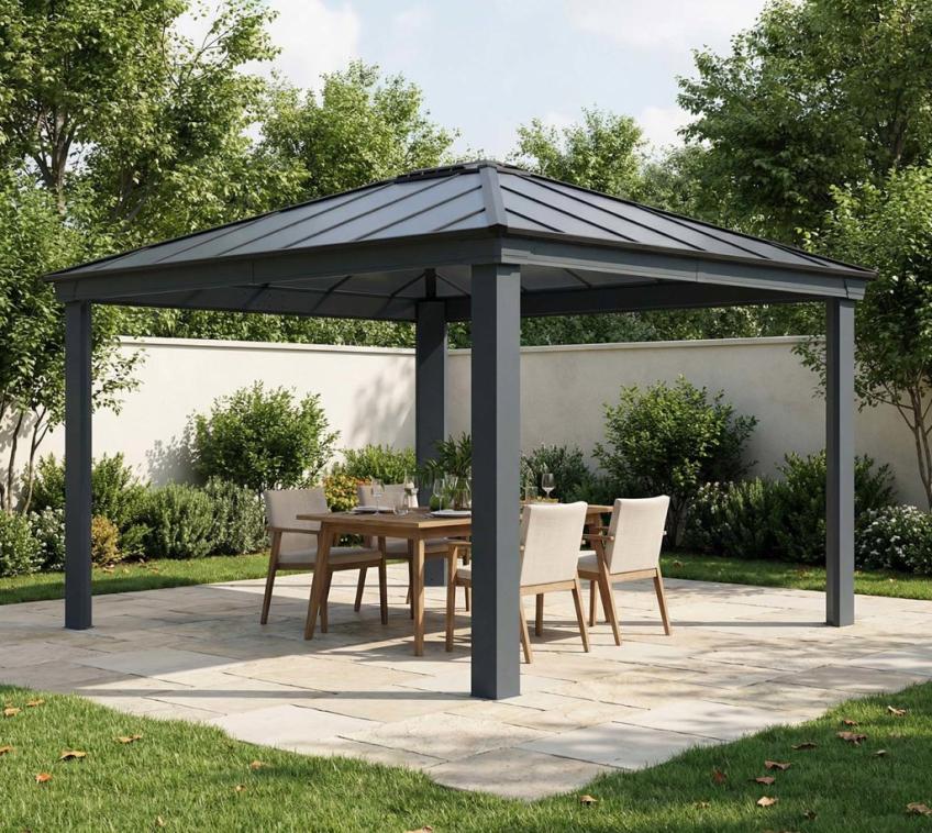 Palram - Canopia Aluminium Pavillon Dallas 4300 | Grau | 364x426x296 cm 