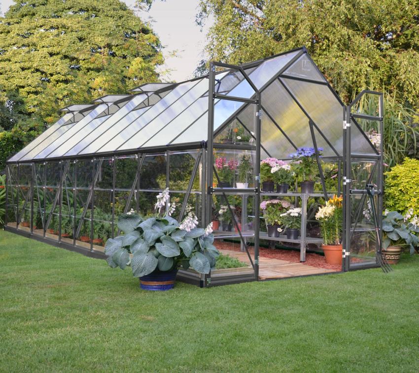 Palram - Canopia Aluminium Gewächshaus Balance 820 | Anthrazit | 607x229 cm 