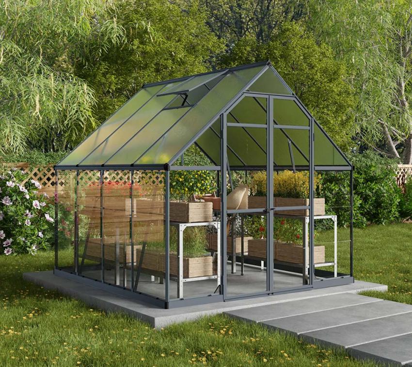 Palram - Canopia Aluminium Gewächshaus Balance 88 | Anthrazit | 244x244x229 cm 