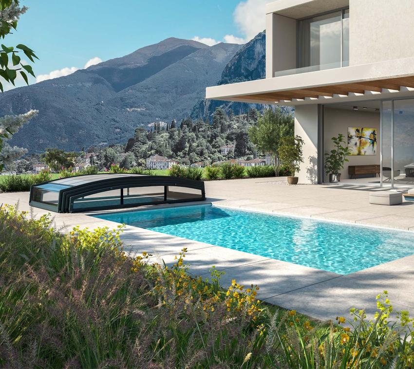 Palram - Canopia Aluminium Poolüberdachung Majorca 48 | Anthrazit | 874x470x88 cm 