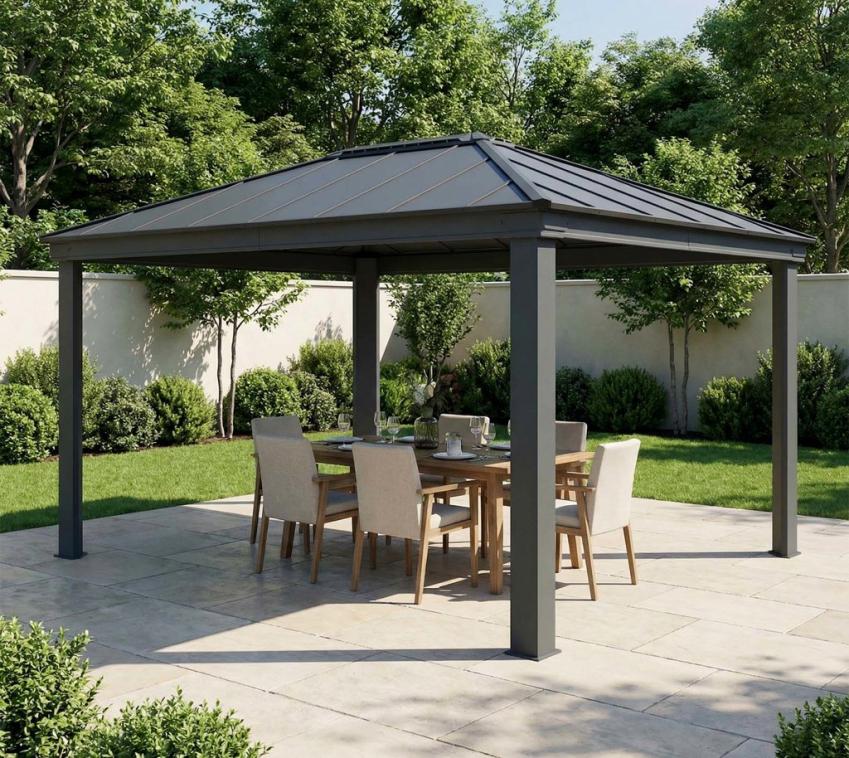 Palram - Canopia Aluminium Pavillon Dallas 4900 | Grau | 488x364x296 cm 