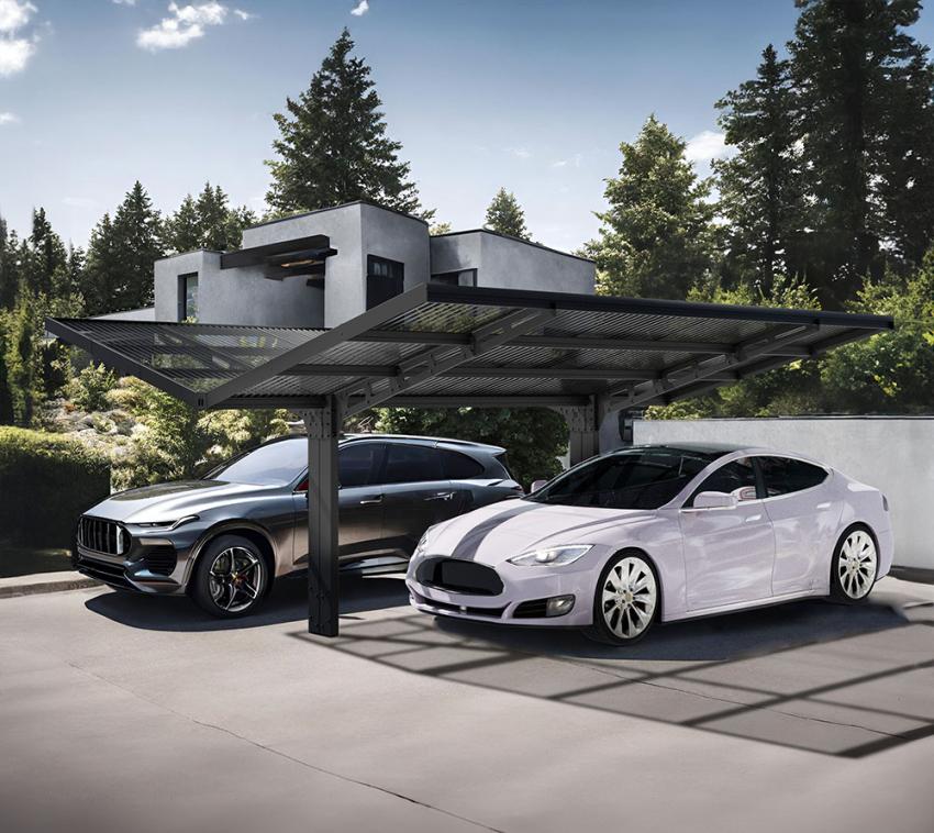 Palram - Canopia Aluminium Carport Sydney Wings | Doppelcarport freistehend | Schwarz | 587x572x288 cm 