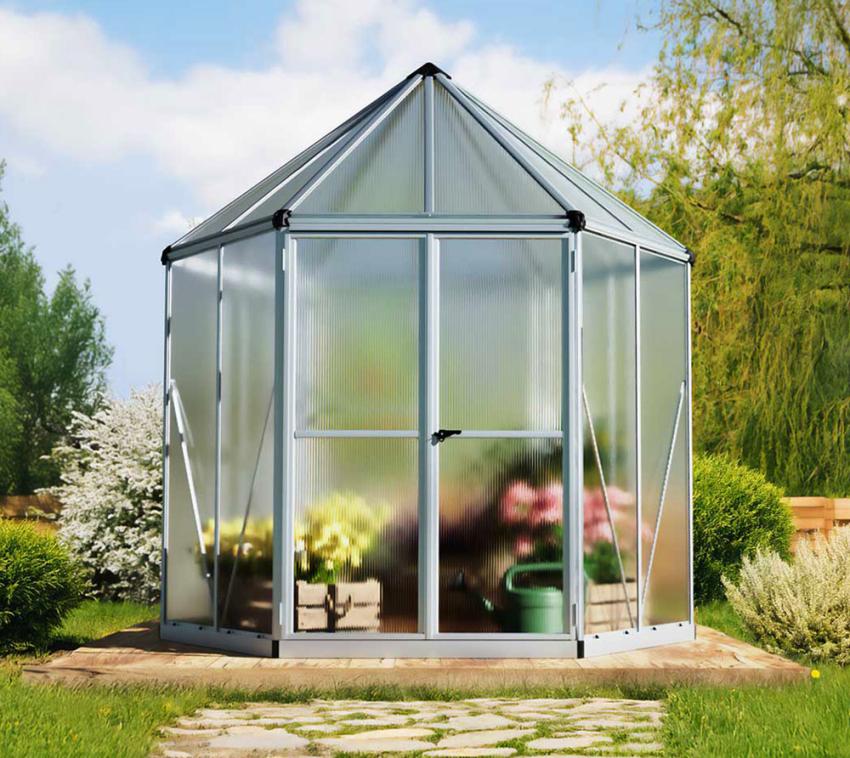 Palram - Canopia Hexa | Aluminium Gewächshaus mit Fundament | Orangerie 