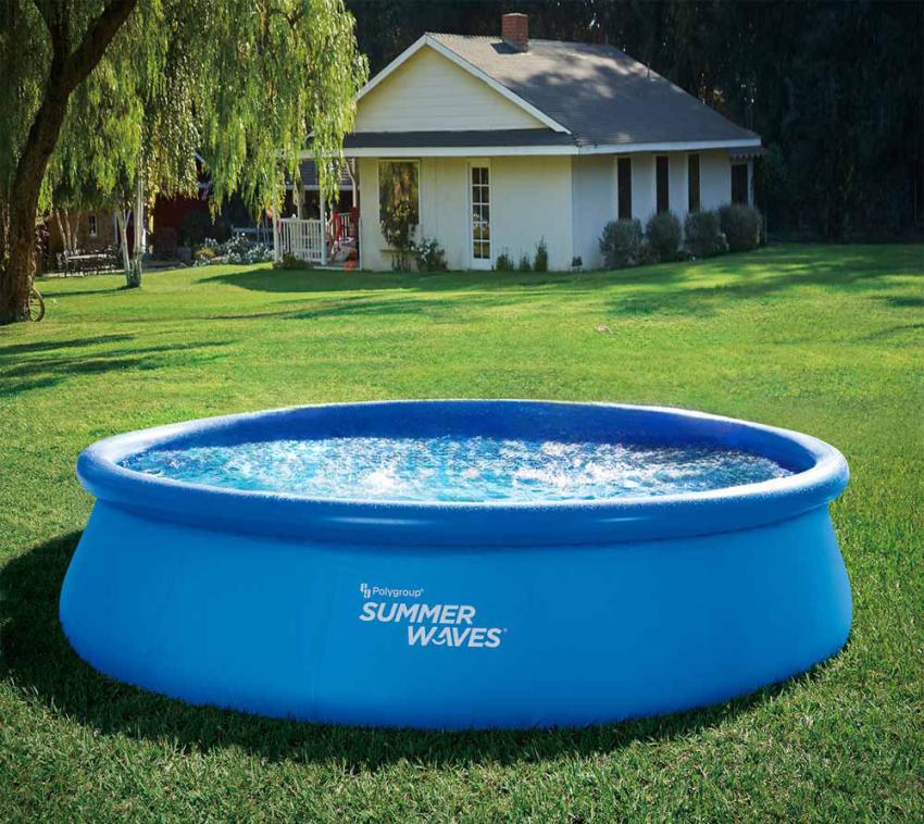 Summer Waves Quick Up Pool | aufblasbarer Pool rund | inkl. Zubehör | Blau | Ø 457x107 cm 
