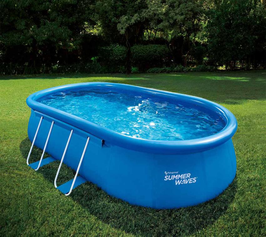 Summer Waves Quick Up Pool | aufblasbarer Pool oval | inkl. Zubehör | Blau | 549x305x107 cm 