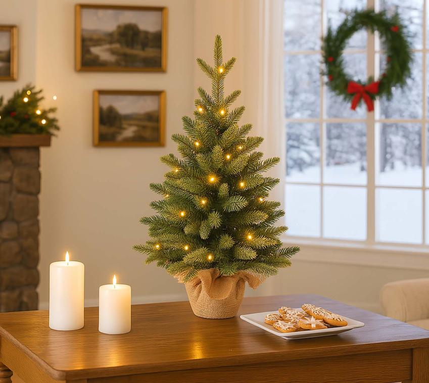 B-WARE Evergreen Aspen S+ | mini Weihnachtsbaum mit Beleuchtung | 60 cm 