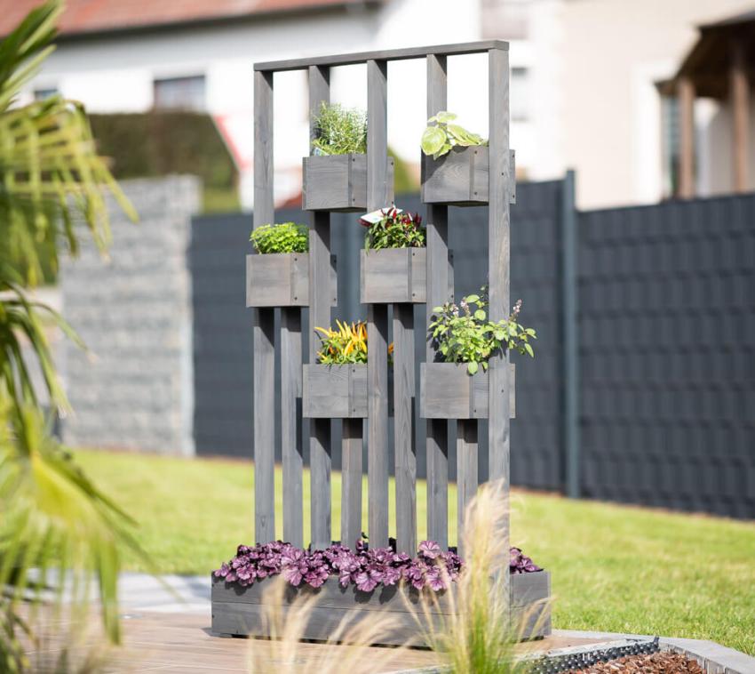 Westmann Holz Pflanzenwand Ulla | Dunkelgrau | 90x45x170 cm 