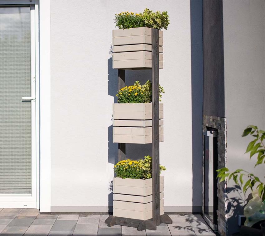 Westmann Holz Pflanzkübel Maja | Grau | 50x50x170 cm 