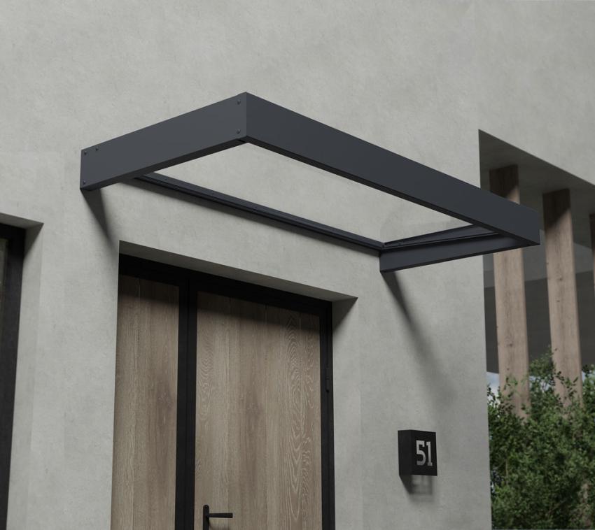 Palram - Canopia Metall Vordach Sophia Clear 2150 | Anthrazit | 95x215x17 cm 