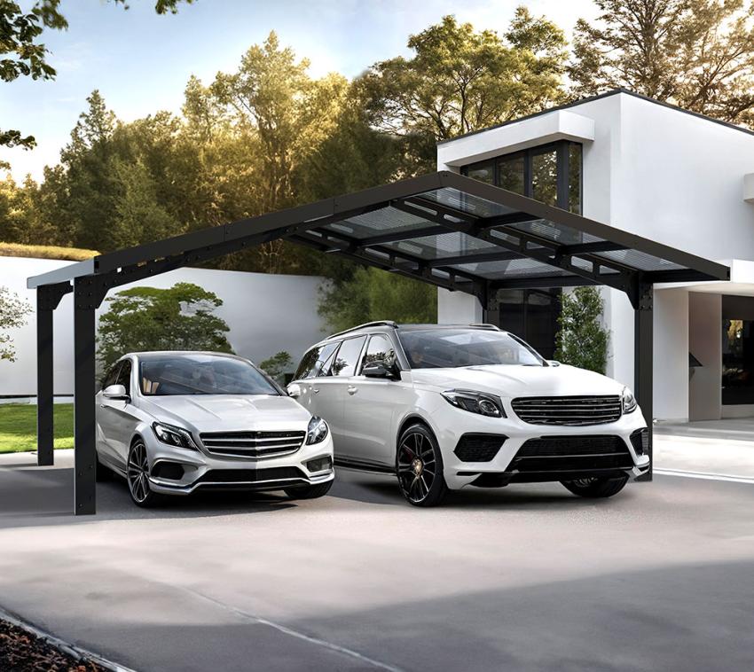 Palram - Canopia Aluminium Carport Sydney Apex | Doppelcarport | Schwarz | 587x538x288 cm 