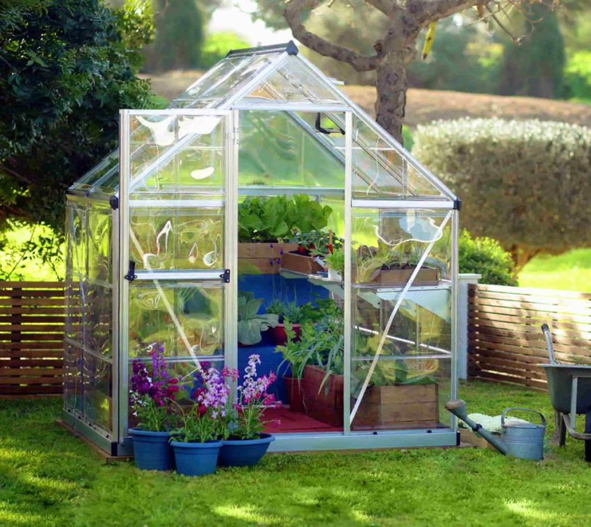 Palram - Canopia Aluminium Gewächshaus Harmony 64 | Silber | 125x185x208 cm 