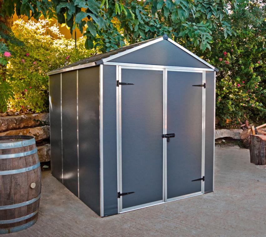 Palram - Canopia Kunststoff Gerätehaus Rubicon 68 | Dunkelgrau | 229x185x217 cm 