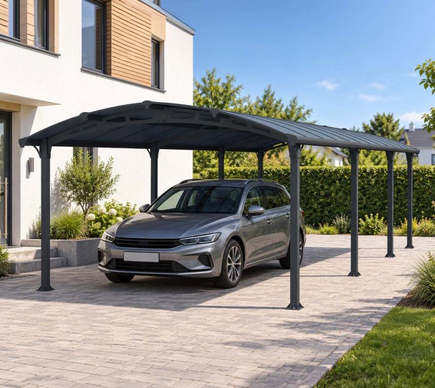 Palram - Canopia Aluminium Carport Arcadia 8500 | Anthrazit | 858x359x242 cm 