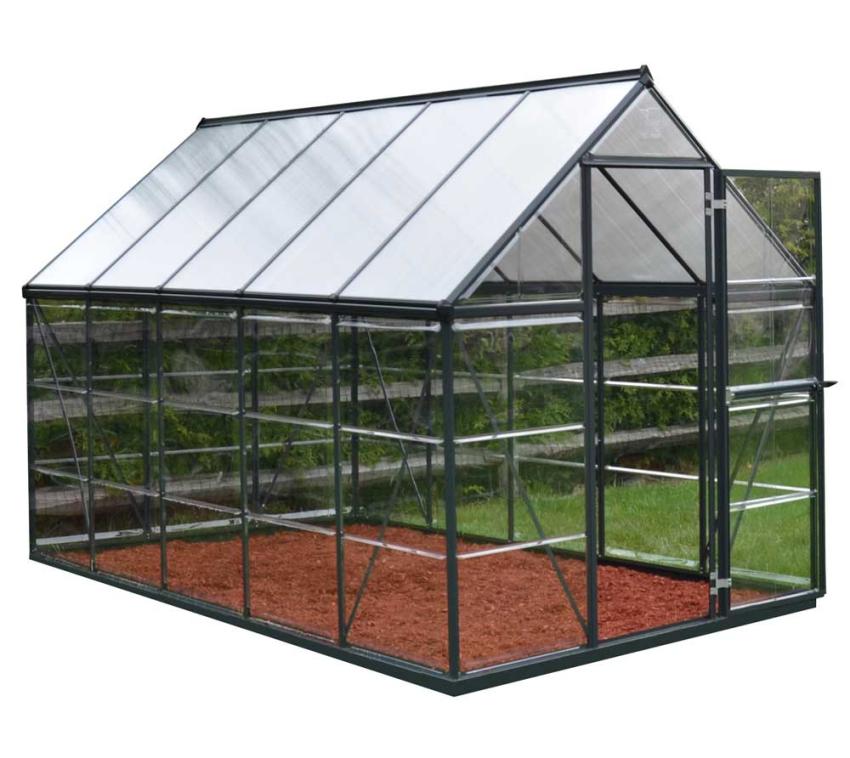 B-WARE Palram - Canopia Aluminium Gewächshaus Hybrid 610 | Grau | 306x185x208 cm 