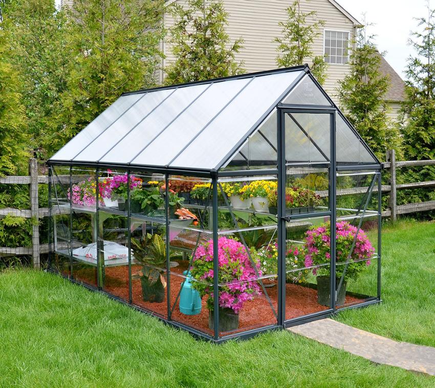 Palram - Canopia Aluminium Gewächshaus Hybrid 610 | Grau | 306x185x208 cm 