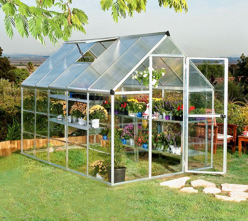 Palram - Canopia Aluminium Gewächshaus Hybrid 610 | Silber | 306x185x208 cm 