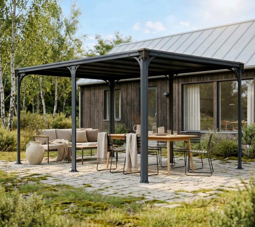 Palram - Canopia Aluminium Pavillon Milano 4300 | Anthrazit | 309x426x226 cm 