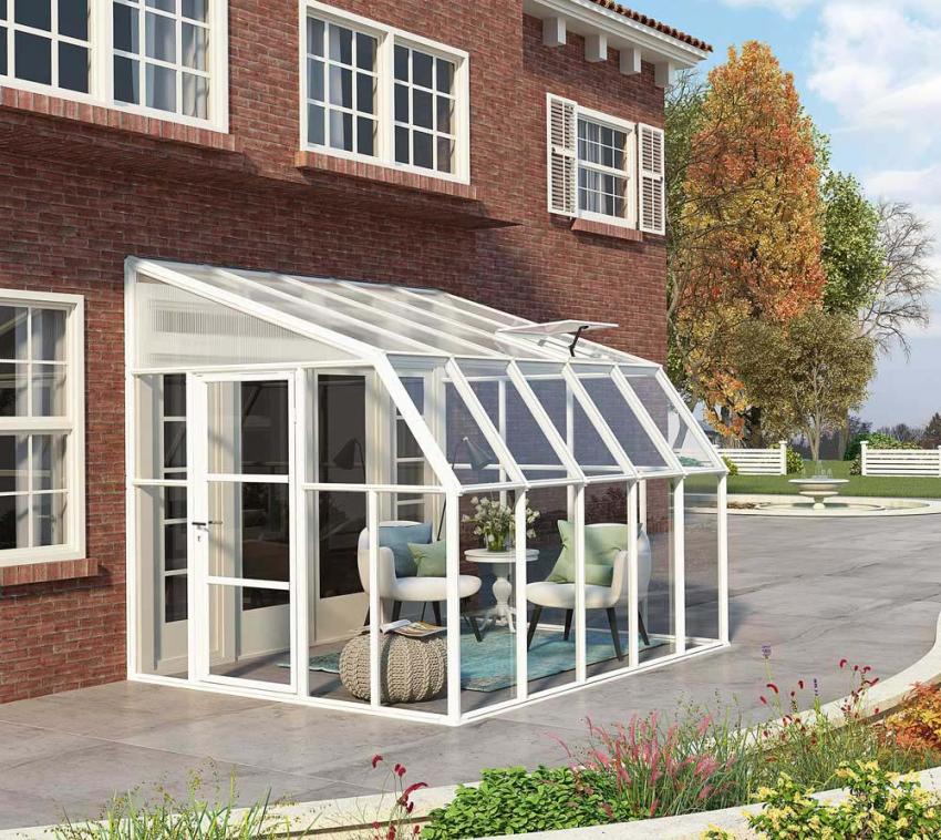 Rion Kunststoff Anlehngewächshaus Sun Room 45 | Weiß | 322x258x266 cm 