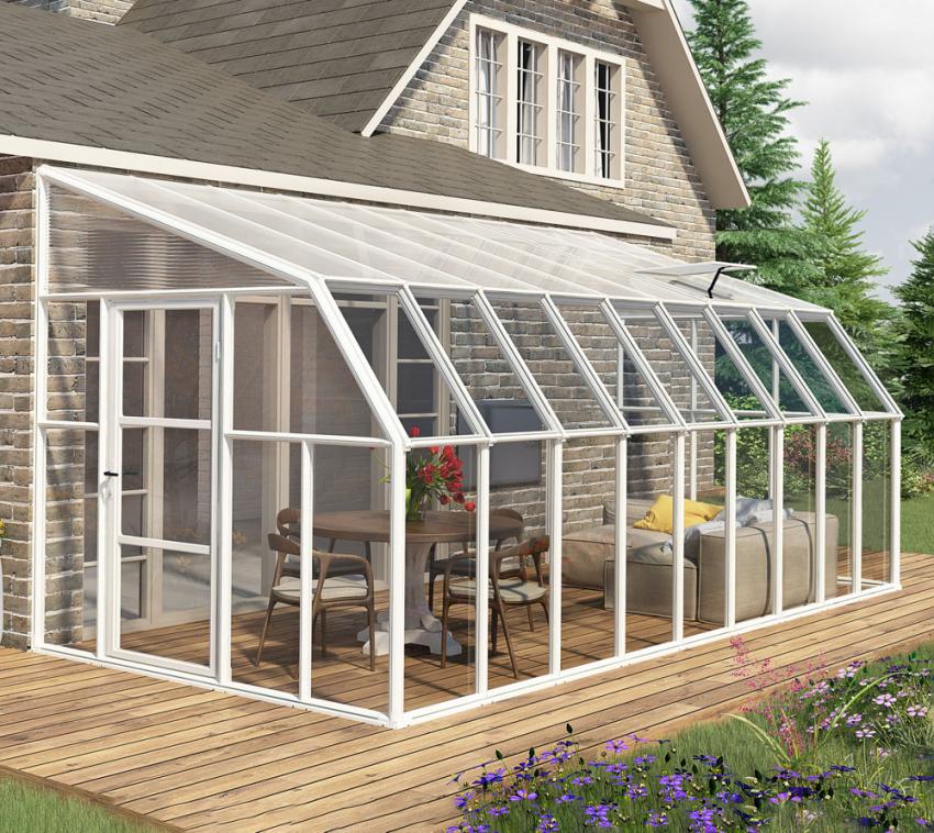 Rion Kunststoff Anlehngewächshaus Sun Room 49 | Weiß | 570x258x266 cm 