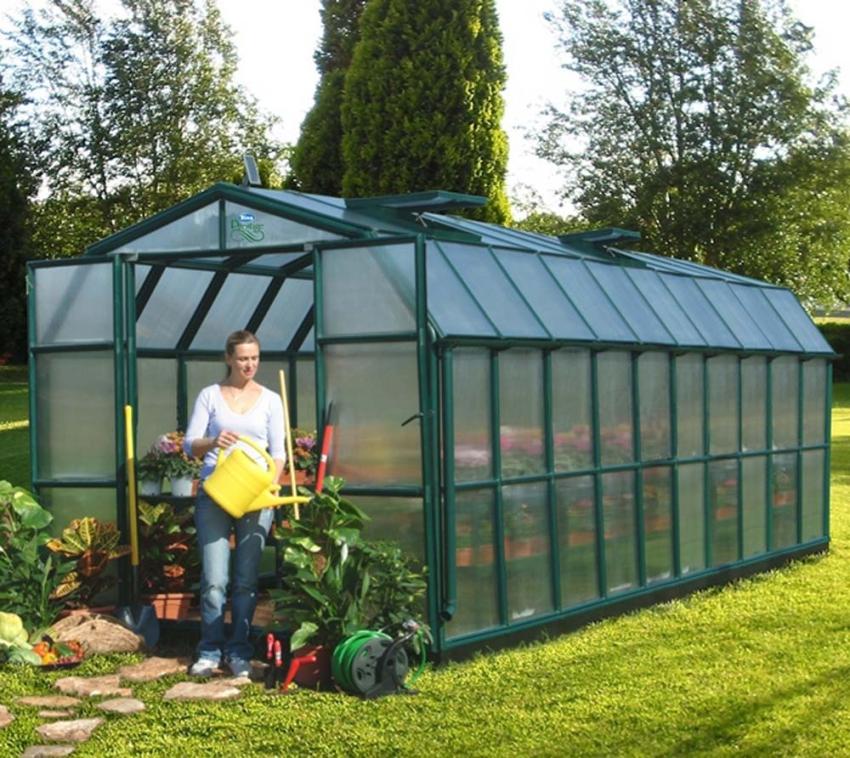 Rion Kunststoff Gewächshaus Grand Gardener 412 | Grün | 764x267x238 cm Fundamentoption