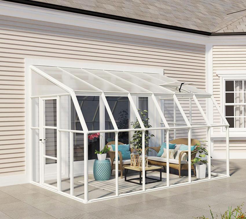 Rion Kunststoff Anlehngewächshaus Sun Room 46 | Weiß | 384x258x266 cm 
