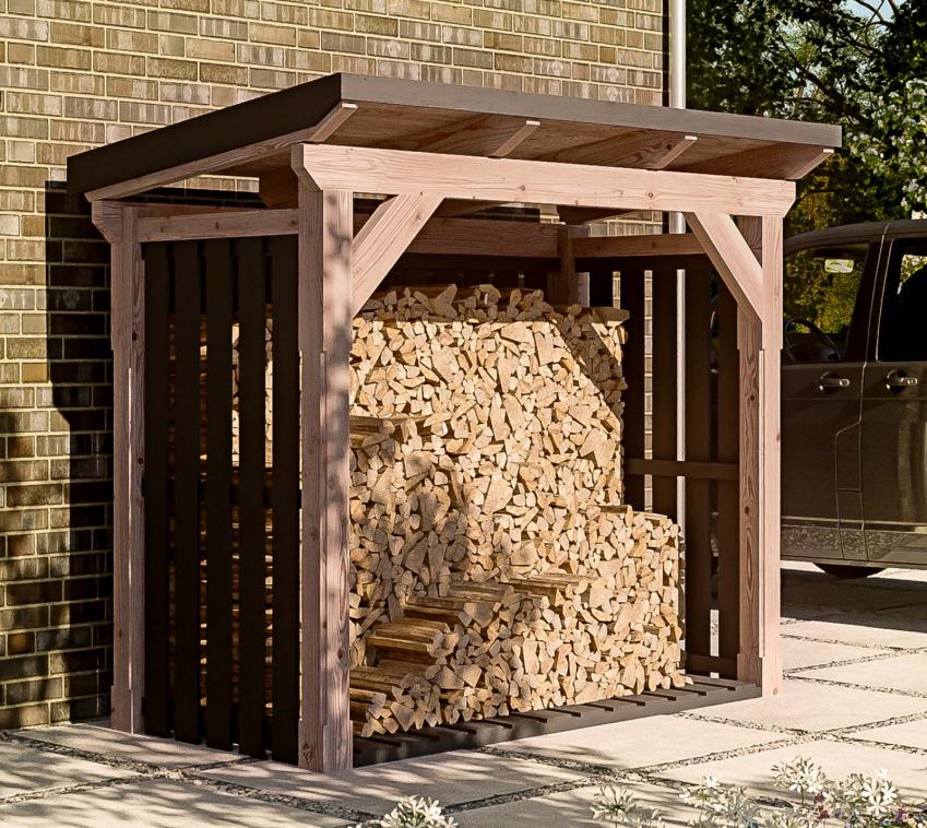 Skan Holz Holm 1 | Holzunterstand für Brennholz | mit Rückwand 