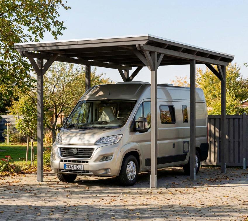 Skan Holz Emsland Caravan | Holz Carport für Wohnmobil | Bausatz | 4,5x6,5 m Schiefer