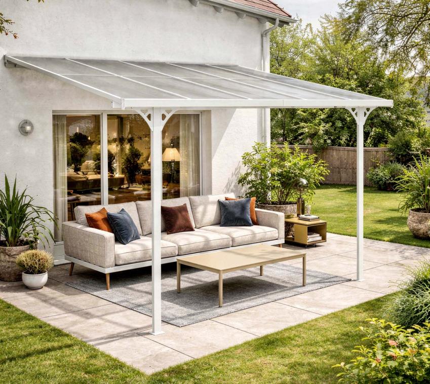 Westmann Alu Terrassenüberdachung Bruce 313 | Weiß | 300x313x270 cm 