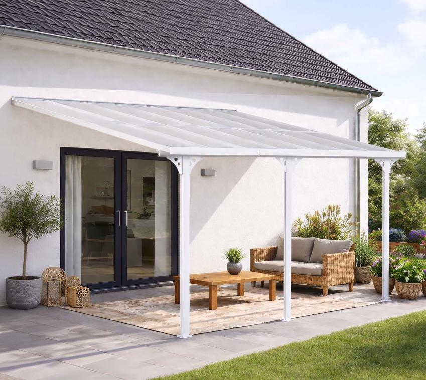 Westmann Alu Terrassenüberdachung Bruce 435 | Weiß | 300x435x270 cm 
