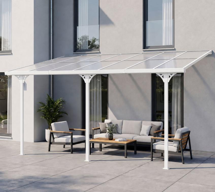 Westmann Alu Terrassenüberdachung Bruce 435 | Weiß | 300x435x270 cm 