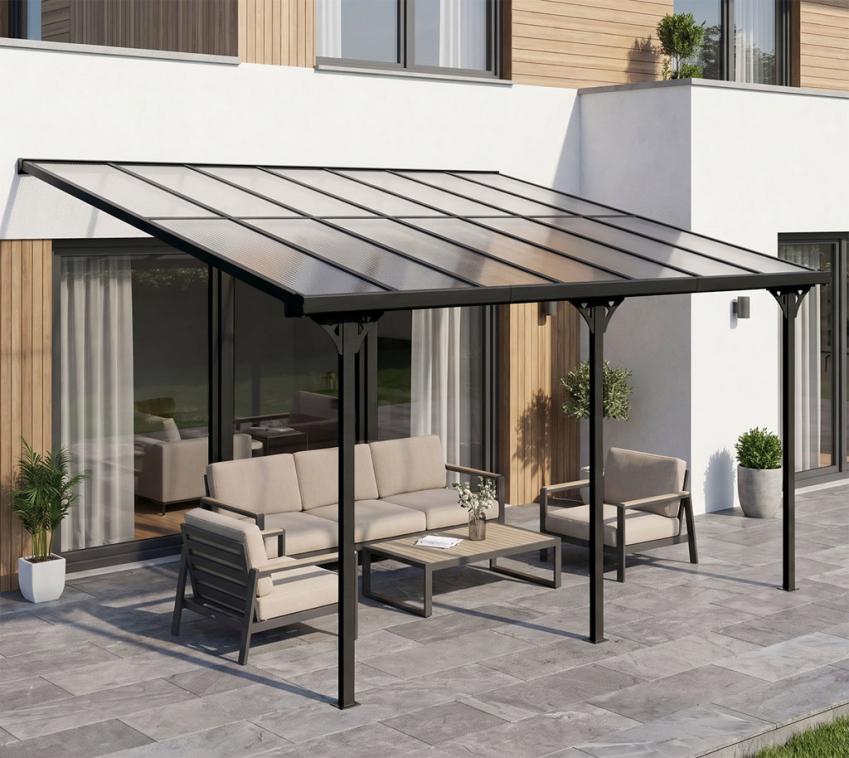 Westmann Alu Terrassenüberdachung Bruce 435 | Schwarz | 300x435x270 cm 
