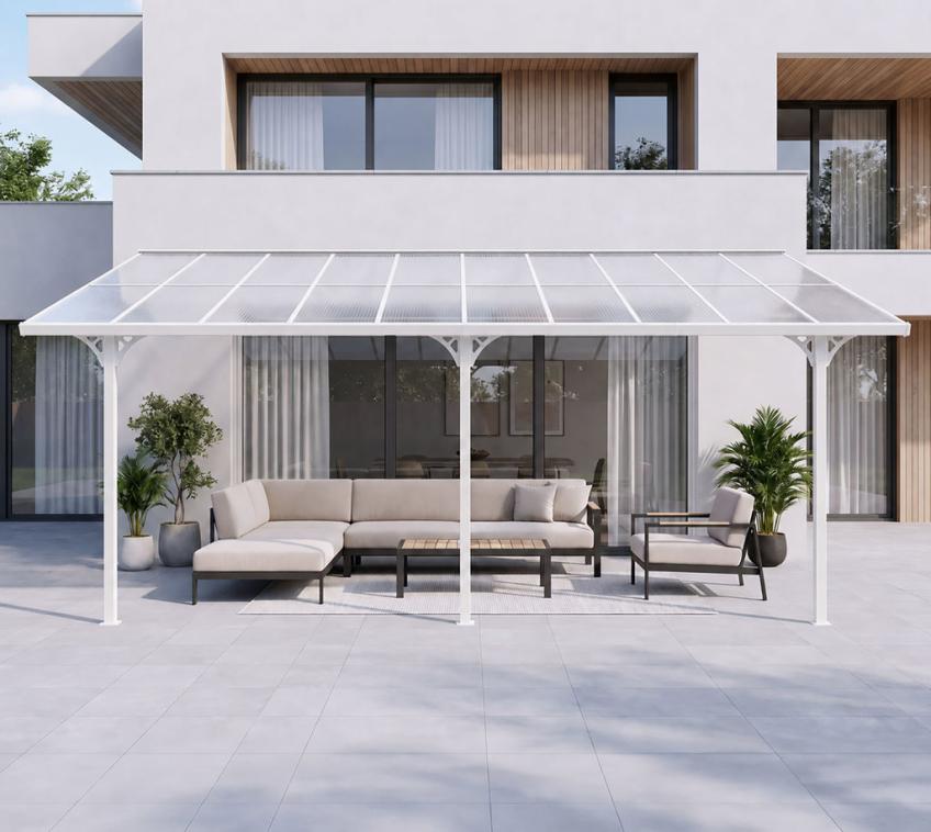 Westmann Alu Terrassenüberdachung Bruce 617 | Weiß | 300x617x270 cm 