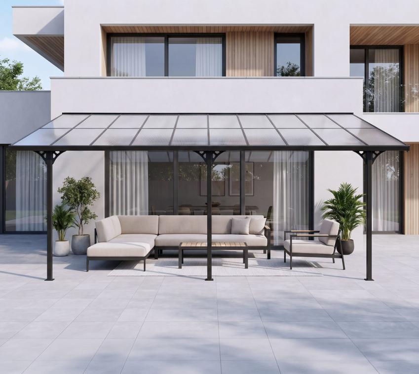 Westmann Alu Terrassenüberdachung Bruce 617 | Schwarz | 300x617x270 cm 